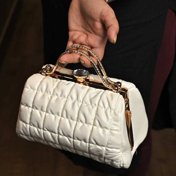 Quilted White Vegan Leather Box Clutch