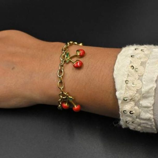 Gold Cherry Charm Bracelet