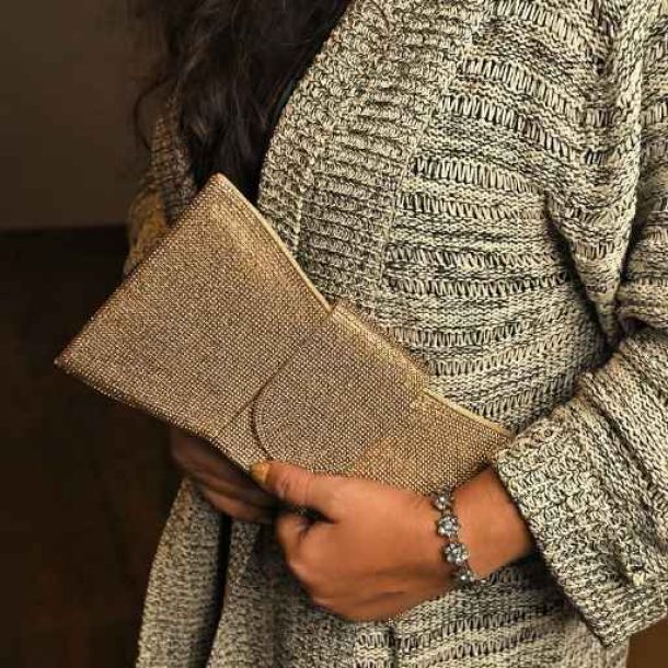 Gold Shimmer Envelope Clutch