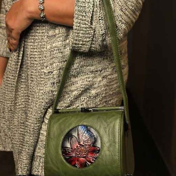 Green Dahlia Embellished BAG Handbag
