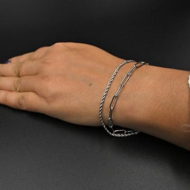 Silver Braid and Link Bracelets
