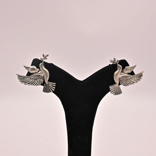 Elvia silver dove drop earrings